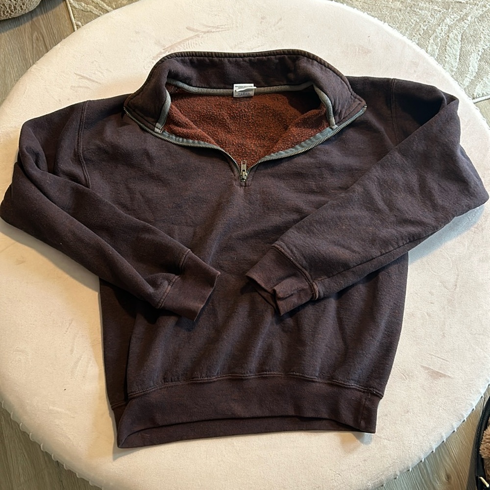 Maroon Brown Quarter Zip Pull Over